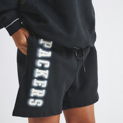 Green Bay Packers Off Season Unisex Fleece Shorts Black - NFL