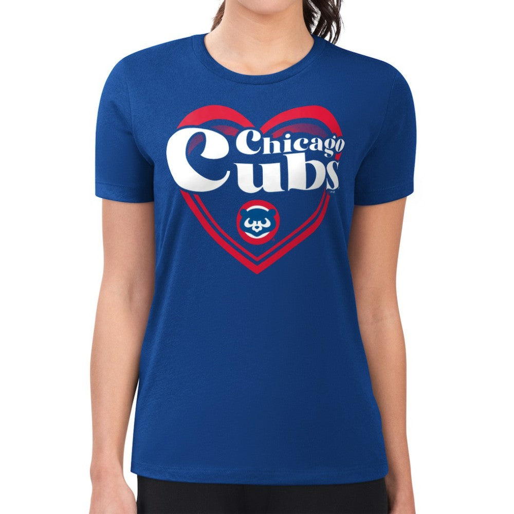 Chicago Cubs G-III 4Her by Carl Banks Women's Super-Slim Fit Lightweight Double Heart T-Shirt Near Me