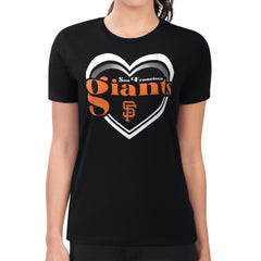 San Francisco Giants G-III 4Her by Carl Banks Women's Super-Slim Fit Lightweight Double Heart T-Shirt Sale