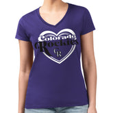 Colorado Rockies G-III 4Her by Carl Banks Women's Super-Slim Fit Lightweight Double Heart V-Neck T-Shirt Online