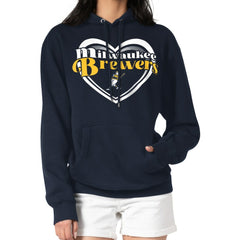 Milwaukee Brewers G-III 4Her by Carl Banks Women's Double Heart Fleece Pullover Hoodie Sale