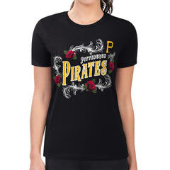 Pittsburgh Pirates G-III 4Her by Carl Banks Women's Super-Slim Fit Lightweight Retro Roses T-Shirt Near Me