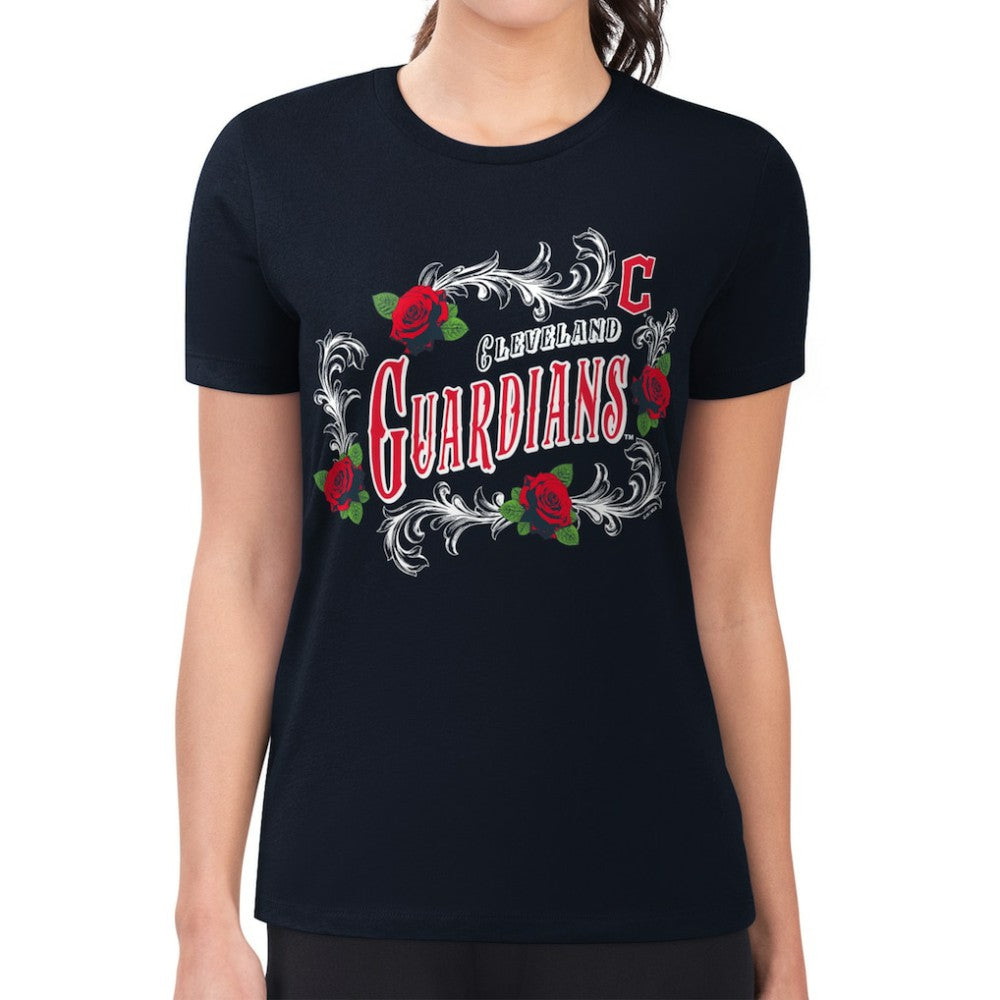 Cleveland Guardians G-III 4Her by Carl Banks Women's Super-Slim Fit Lightweight Retro Roses T-Shirt Lifestyle