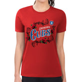 Chicago Cubs G-III 4Her by Carl Banks Women's Super-Slim Fit Lightweight Retro Roses T-Shirt Clearance