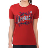 Los Angeles Angels G-III 4Her by Carl Banks Women's Super-Slim Fit Lightweight Retro Roses T-Shirt Lifestyle