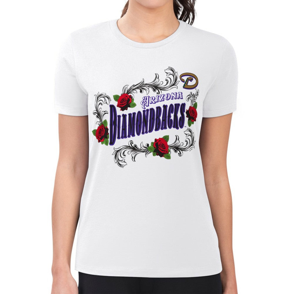Arizona Diamondbacks G-III 4Her by Carl Banks Women's Super-Slim Fit Lightweight Retro Roses T-Shirt Near Me