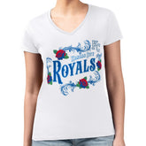 Kansas City Royals G-III 4Her by Carl Banks Women's Super-Slim Fit Lightweight Retro Roses V-Neck T-Shirt discount