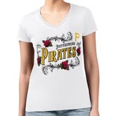 Pittsburgh Pirates G-III 4Her by Carl Banks Women's Super-Slim Fit Lightweight Retro Roses V-Neck T-Shirt Online