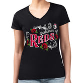 Cincinnati Reds G-III 4Her by Carl Banks Women's Super-Slim Fit Lightweight Retro Roses V-Neck T-Shirt Online