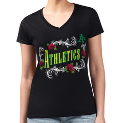 Athletics G-III 4Her by Carl Banks Women's Super-Slim Fit Lightweight Retro Roses V-Neck T-Shirt Sale
