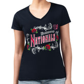 Washington Nationals G-III 4Her by Carl Banks Women's Super-Slim Fit Lightweight Retro Roses V-Neck T-Shirt for sale