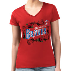 Atlanta Braves G-III 4Her by Carl Banks Women's Super-Slim Fit Lightweight Retro Roses V-Neck T-Shirt Online