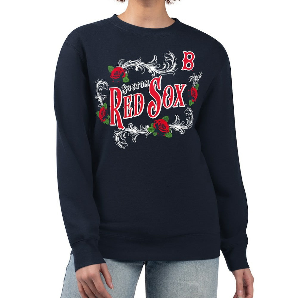 Boston Red Sox G-III 4Her by Carl Banks Women's Retro Roses Fleece Pullover Sweatshirt for sale