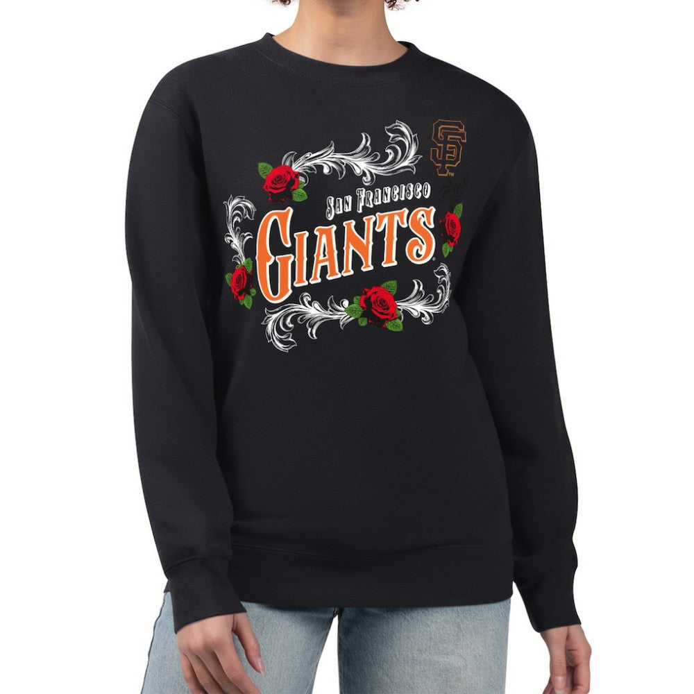 San Francisco Giants G-III 4Her by Carl Banks Women's Retro Roses Fleece Pullover Sweatshirt Clearance