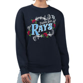 Tampa Bay Rays G-III 4Her by Carl Banks Women's Retro Roses Fleece Pullover Sweatshirt Clearance