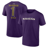 Baltimore Ravens #1 Dad Jersey T-Shirt Purple - NFL