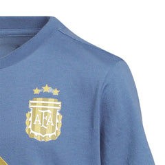 Adidas Lionel Messi Argentina National Team Youth Name & Number T-Shirts - Blue