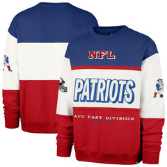New England Patriots '47 Throwback Breeze Maximalist Sweatshirt Royal/Red - 47 brand