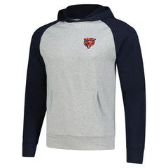 Chicago Bears Antigua Urgent Pullover Hoodie Heather Gray/Navy - NFL