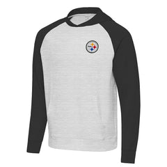 Pittsburgh Steelers Antigua Urgent Pullover Hoodie Black/Heather Gray - NFL
