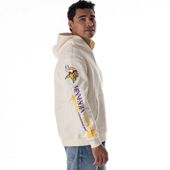 Minnesota Vikings The Wild Collective Unisex Stacked Graphic Sleeve Fleece Hoodie Cream - NFL