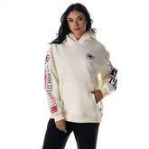 Kansas City Chiefs The Wild Collective Unisex Stacked Graphic Sleeve Fleece Hoodie Cream - NFL