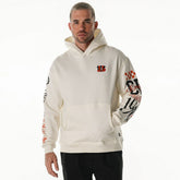 Cincinnati Bengals The Wild Collective Unisex Stacked Graphic Sleeve Fleece Hoodie Cream - NFL