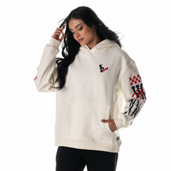 Houston Texans The Wild Collective Unisex Stacked Graphic Sleeve Fleece Hoodie Cream - NFL