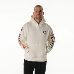 Chicago Bears The Wild Collective Unisex Stacked Graphic Sleeve Fleece Hoodie Cream - NFL