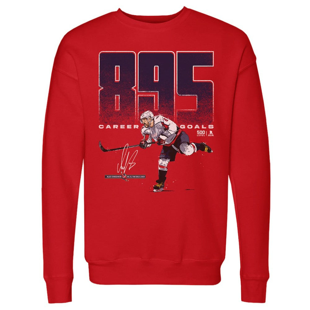Alexander Ovechkin Washington Capitals 500 Level NHL All-Time Leading Goal Scorer Bold Pullover Sweatshirt Red