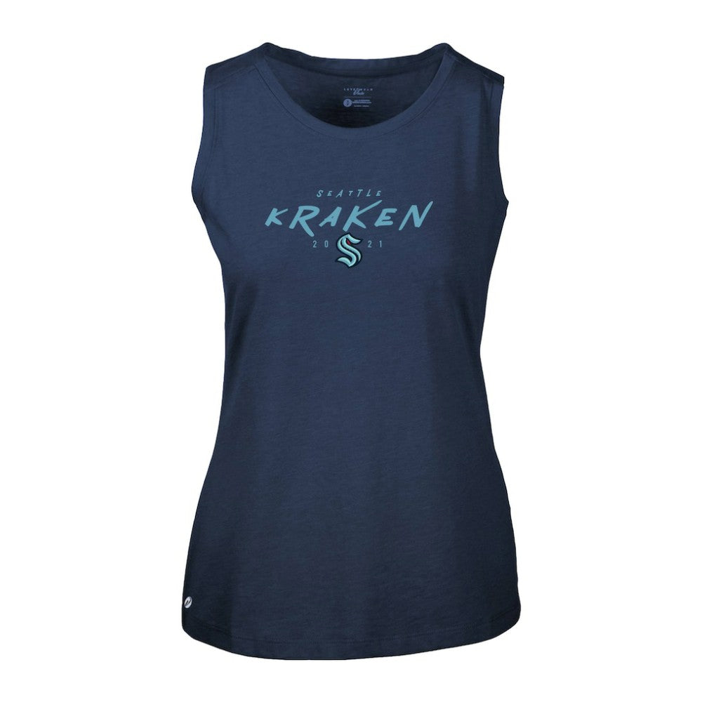 Seattle Kraken Levelwear Women's Macy Scratched Tank Top Deep Sea Blue