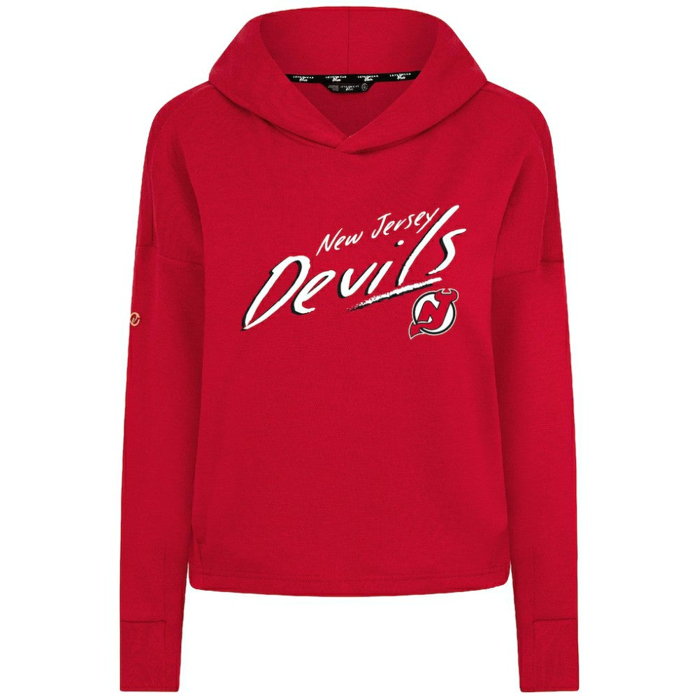 New Jersey Devils - Levelwear Women's Sweet Sizzle Tri-Blend Cropped Pullover Hoodie Red