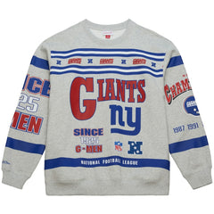 New York Giants All Over Print Vintage Fleece Crewneck Sweatshirt Heather Gray - Mitchell & Ness