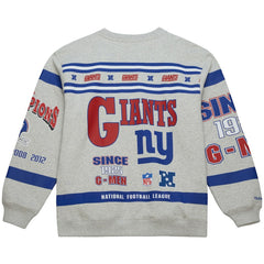 New York Giants All Over Print Vintage Fleece Crewneck Sweatshirt Heather Gray - Mitchell & Ness