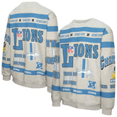 Detroit Lions All Over Print Vintage Fleece Crewneck Sweatshirt Heather Gray - Mitchell & Ness