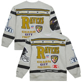 Baltimore Ravens All Over Print Vintage Fleece Crewneck Sweatshirt Heather Gray - Mitchell & Ness