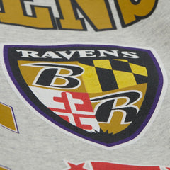 Baltimore Ravens All Over Print Vintage Fleece Crewneck Sweatshirt Heather Gray - Mitchell & Ness