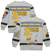 Pittsburgh Steelers All Over Print Vintage Fleece Crewneck Sweatshirt Heather Gray - Mitchell & Ness