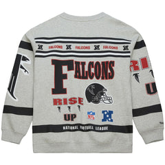 Atlanta Falcons All Over Print Vintage Fleece Crewneck Sweatshirt Heather Gray - Mitchell & Ness