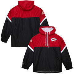 Kansas City Chiefs Tie Breaker Vintage Logo Lightweight Anorak Half-Zip Windbreaker Red/Black - Mitchell & Ness