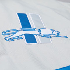 Detroit Lions Tie Breaker Vintage Logo Lightweight Anorak Half-Zip Windbreaker Silver/Blue - Mitchell & Ness