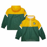 Green Bay Packers Tie Breaker Vintage Logo Lightweight Anorak Half-Zip Windbreaker Gold/Green - Mitchell & Ness
