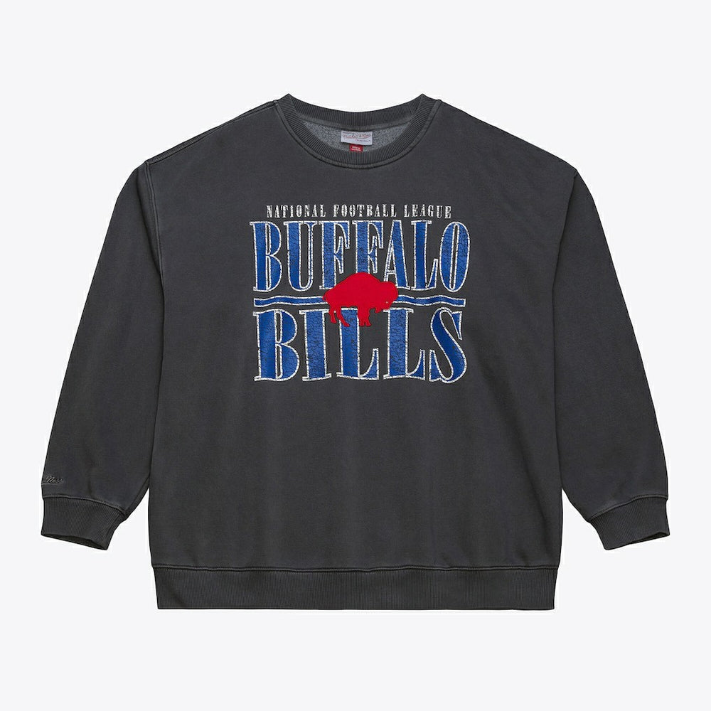 Buffalo Bills Downtown Crew Vintage Logo Sweatshirt Black - Mitchell & Ness