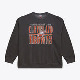 Cleveland Browns Downtown Crew Vintage Logo Sweatshirt Black - Mitchell & Ness