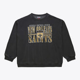 New Orleans Saints Downtown Crew Vintage Logo Sweatshirt Black - Mitchell & Ness