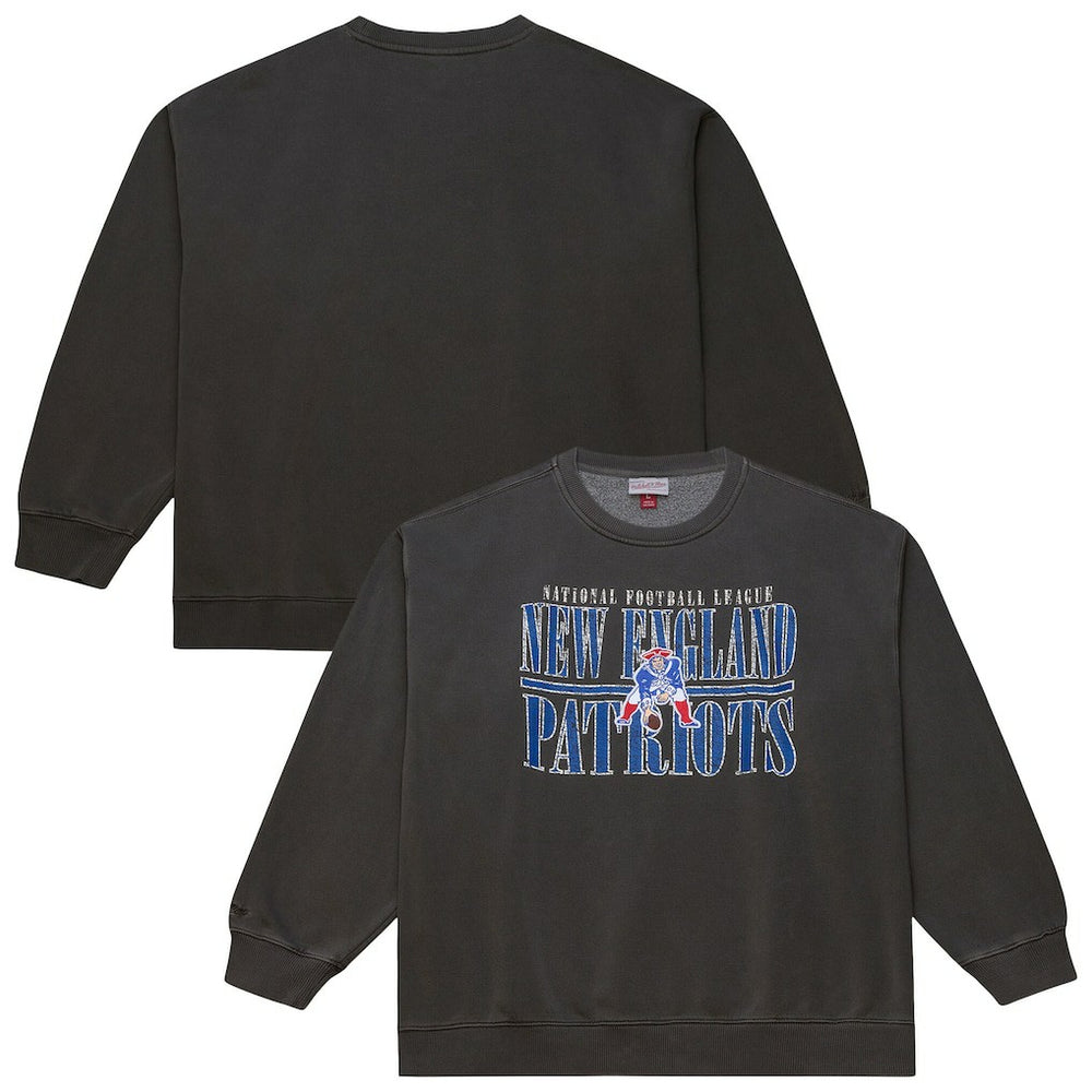 New England Patriots Downtown Crew Vintage Logo Sweatshirt Black - Mitchell & Ness
