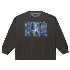 New England Patriots Downtown Crew Vintage Logo Sweatshirt Black - Mitchell & Ness