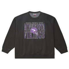 Minnesota Vikings Downtown Crew Vintage Logo Sweatshirt Black - Mitchell & Ness