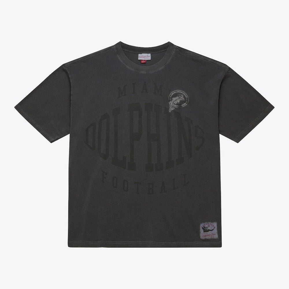 Miami Dolphins Downtown Collection Premium Vintage Logo T-Shirt Black - Mitchell & Ness