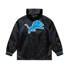 Detroit Lions Downtown Satin Full-Snap Hooded Jacket Black - Mitchell & Ness